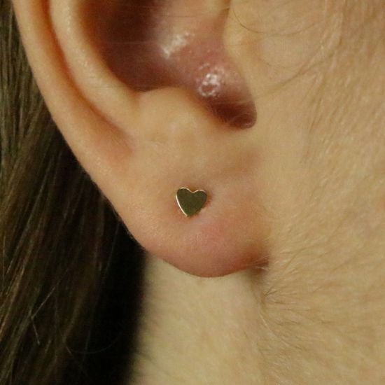 Wholesale 14K Solid Yellow Gold 3.5mm Heart Post Earring (1 pair)