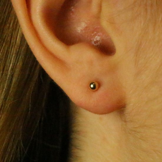 14K Yellow Gold Plain Ball Earring Studs with Push Backs (3mm)