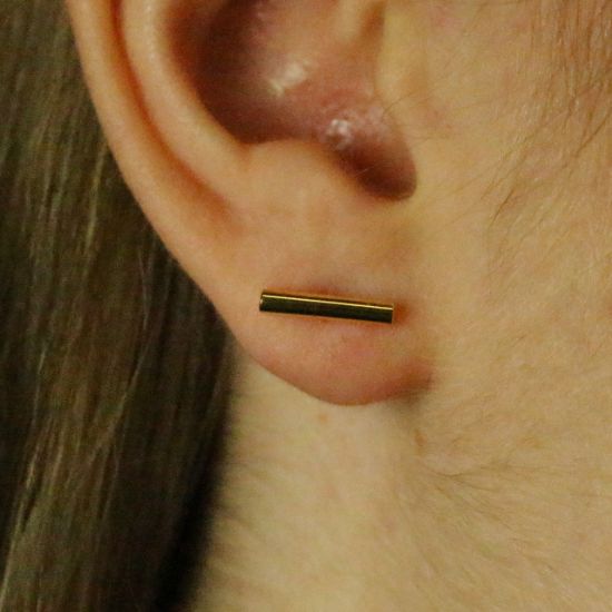 Wholesale Gold Over Sterling Silver Simple Bar Earring Studs (1 pair)