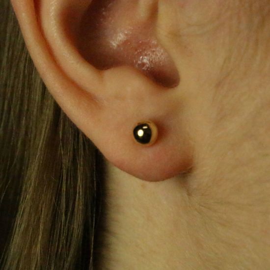 Wholesale 14K Yellow Gold Plain Ball Earring Studs (5mm)