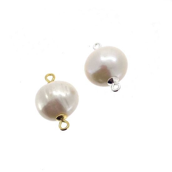 Wholesale Sterling Silver or Gold Plated Fresh Water Pearl Connectors - 10-11mm (sold per piece)