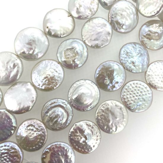 Wholesale Creamy White Freshwater Pearls, 16 mm Coin Shape - June Birthstone (Sold Per Strand)