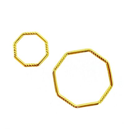 Wholesale Gold over Sterling Silver Octagon Twisted and Smooth Closed Ring Connector Links - 12mm or 20mm (1 pc) 