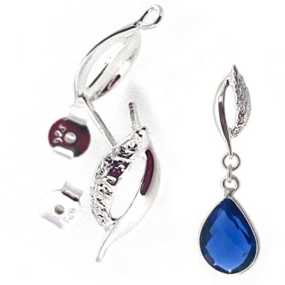 Wholesale 925 Sterling Silver Textured Leaf Earring Posts - 16mm (1 pair) 