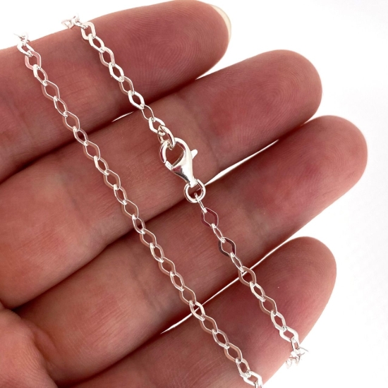 Wholesale Sterling Silver Diamond Shape Flat Cable Necklace Chain, Wholesale Bulk Necklace Chains