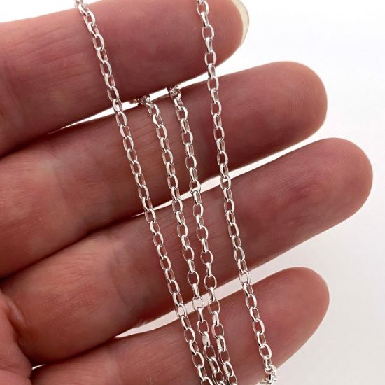 Wholesale Sterling Silver Bulk Chain - 2mm Oval Diamond Cut Rolo Chain (Sold per foot) 