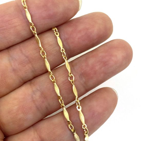 Wholesale 1/20 Gold Filled Bulk Chain - 1.8mm Textured Dapped Bar Chain(Sold per foot)  