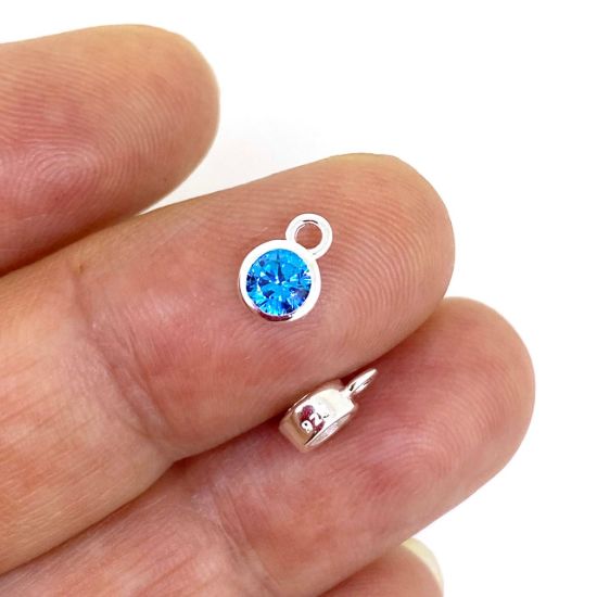 wholesale aquamarine cz bezel charm