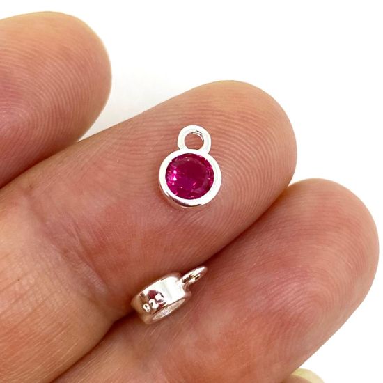 wholesale ruby birthstone cz bezel charm