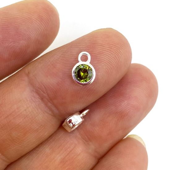 wholesale peridot birthstone cz bezel charm