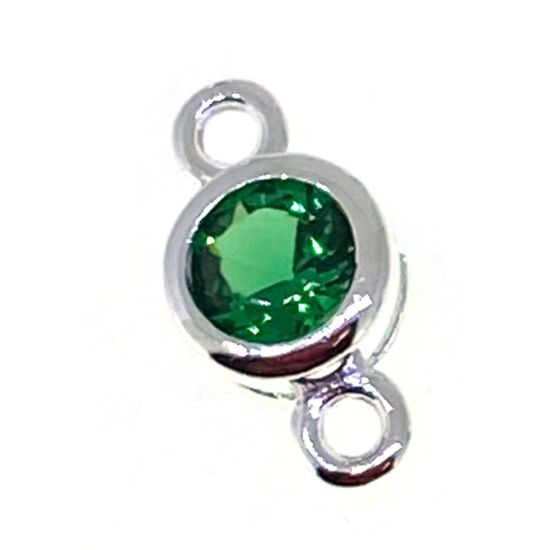Wholesale permanent jewelry silver birthstone connectors 