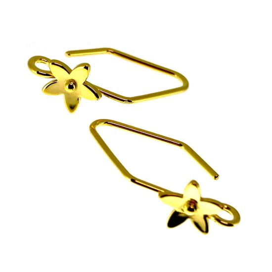 Wholesale Gold over Sterling Silver Fancy Earwires With Flower - 20x11mm (1 pair) 