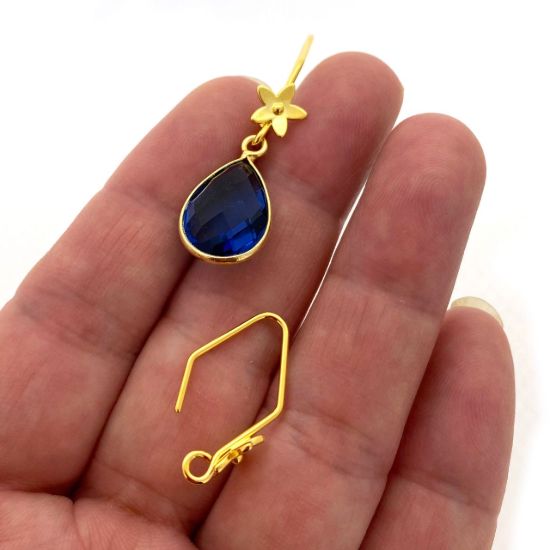 Wholesale Gold over Sterling Silver Fancy Earwires With Flower - 20x11mm (1 pair) 