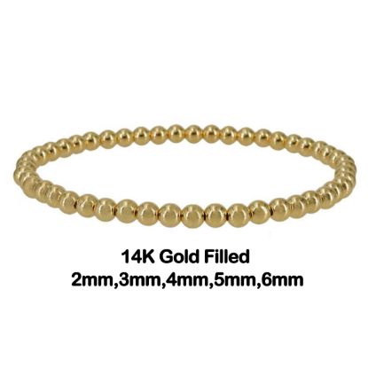 Wholesale 1/20  14K Gold Filled Smooth Beaded Stretchy Bracelet - 6.5"