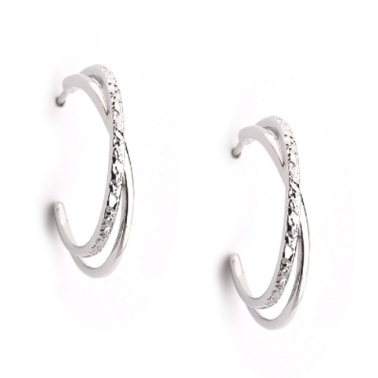 Wholesale 925 Sterling Silver Textured Fancy Double Hoops Earrings