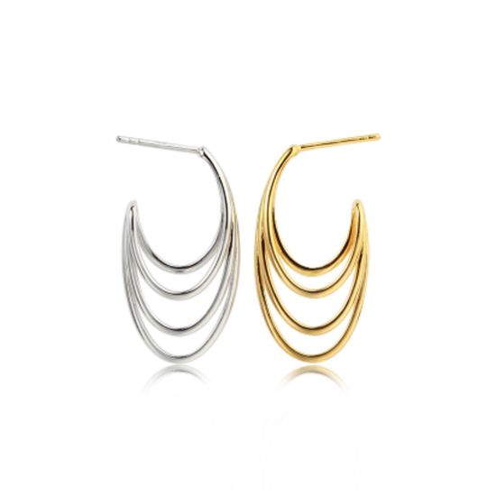 Wholesale 925 Sterling Silver Fancy Layered Hoops Earrings 