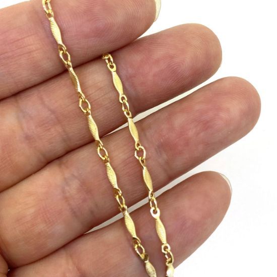 Wholesale 1/20 14K Gold Filled Finished Jewelry Chain-Textured Dapped Bar Chain