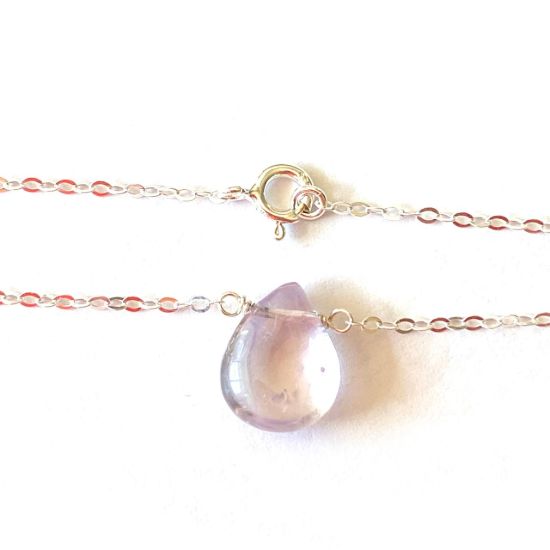 Wholesale Sterling Silver Natural Amethyst Pendant Necklace - 16"