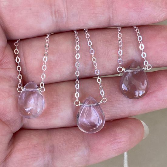 Wholesale Sterling Silver Natural Amethyst Pendant Necklace - 16"