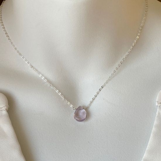 Wholesale Sterling Silver Natural Amethyst Pendant Necklace - 16"
