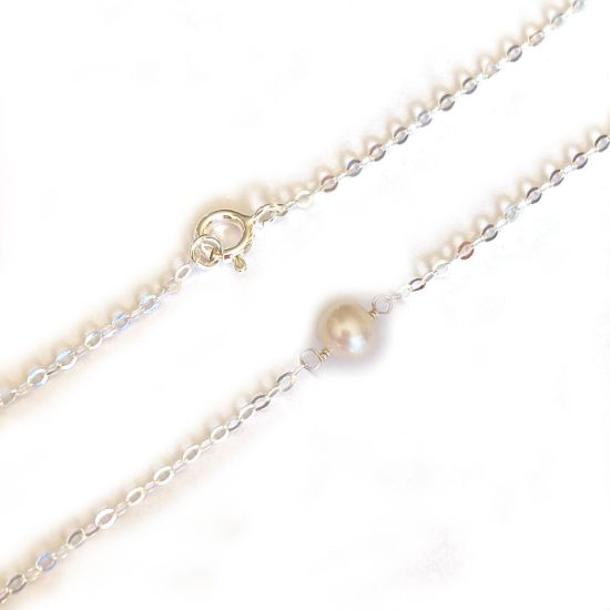 Wholesale Sterling Silver Single White Pearl Necklace - 16" 