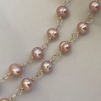 Wholesale Wire Wrapped Freshwater Pearls - Purple Pearl Rosary Chains- 5-6 mm - Jewelry Making Rosary Chains- Sold per Foot 