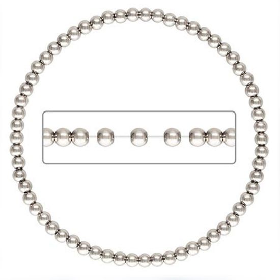 .925 Sterling Silver Smooth Beaded Stretchy Bracelet - 6.5"