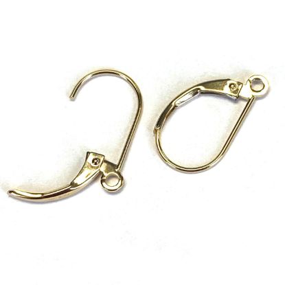 Wholesale 14K Solid Gold Plain Leverback Earwires with ring (1 pair) 