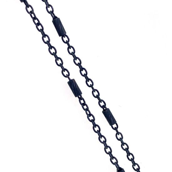 Wholesale Black Oxidized Sterling Silver Bulk Chain - 4mm Textured Bar Satellite Chain (Sold per foot)