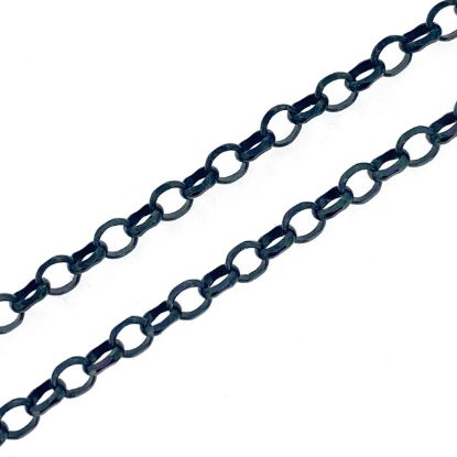 Wholesale Oxidized Sterling Silver Bulk Chain - 3.2mm Diamond Cut Rolo Chain (sold per foot) 