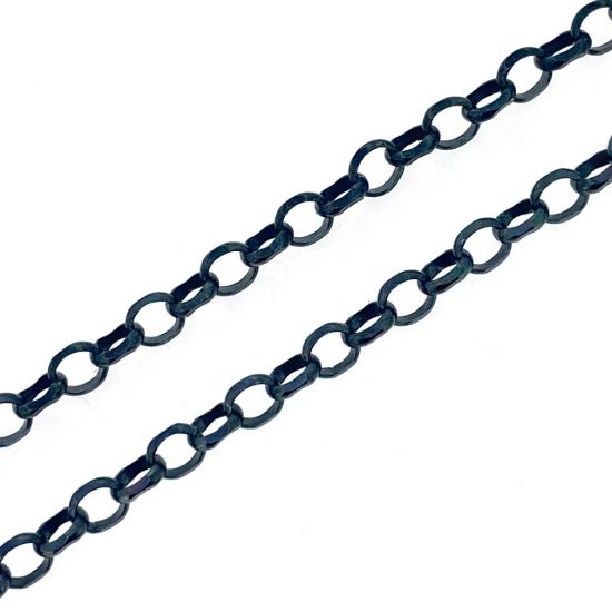 Wholesale Oxidized Sterling Silver Bulk Chain - 3.2mm Diamond Cut Rolo Chain (sold per foot) 