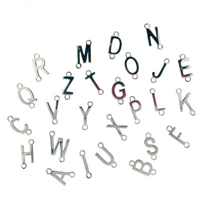 Wholesale Smooth Sterling Silver Letter Connectors, A-Z Letter 5*7mm (1 piece)