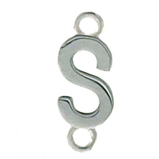 Wholesale Smooth Sterling Silver Letter Connectors, A-Z Letter 5*7mm (1 piece)