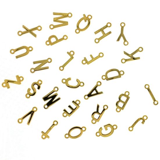 Wholesale Gold over Sterling Silver Smooth Letter Connectors, A-Z Letter 5*7mm (1 piece)