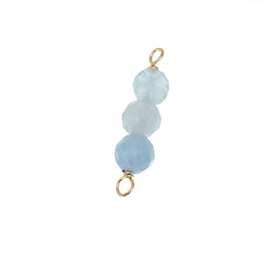 Wholesale 1/20 14k Gold Filled Natural Gemstone Birthstone Connector-4mm Triple Beads 