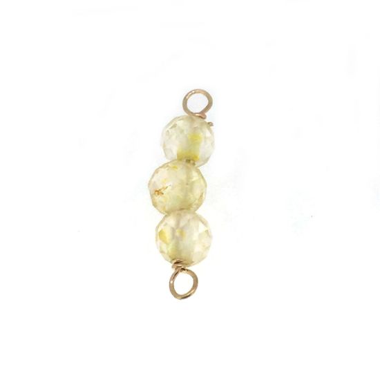 Wholesale 1/20 14k Gold Filled Natural Gemstone Birthstone Connector-4mm Triple Beads 