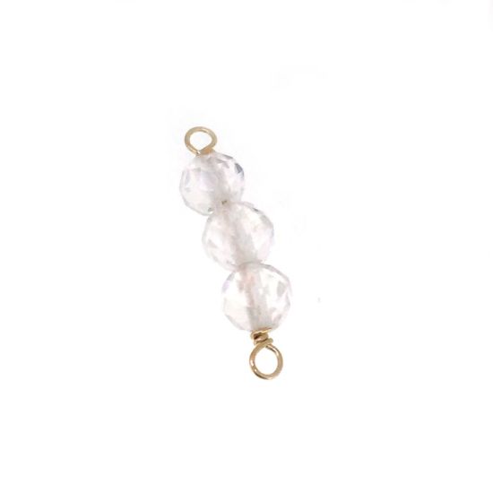 Wholesale 1/20 14k Gold Filled Natural Gemstone Birthstone Connector-4mm Triple Beads 