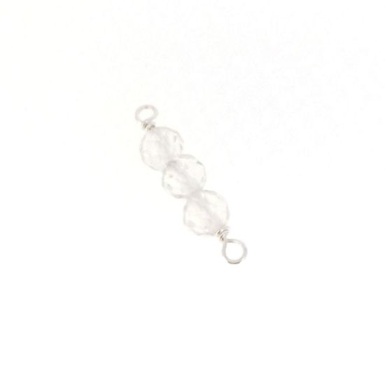 Wholesale Sterling Silver Natural Gemstone Birthstone Connector-4mm Triple Beads 