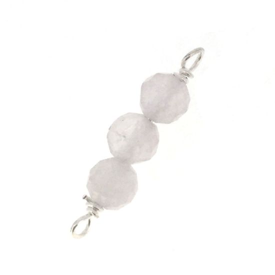 Wholesale Sterling Silver Natural Gemstone Birthstone Connector-4mm Triple Beads 