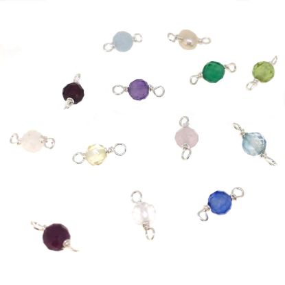 Wholesale Sterling Silver Natural Gemstone Birthstone Connector-4mm Single Bead