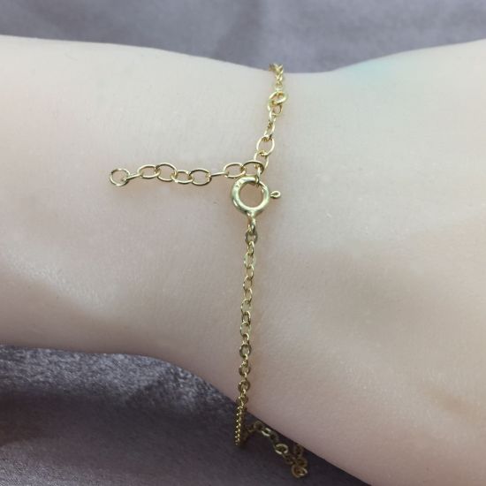 Wholesale Gold over Sterling Silver Finished Adjustable Chain Bracelet and Anklet with Extender - Strong Flat Cable Chain