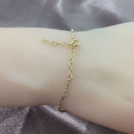 Wholesale 1/20 Gold Filled Finished Adjustable Chain Bracelet and Anklet- Textured Dapped Bar Chain