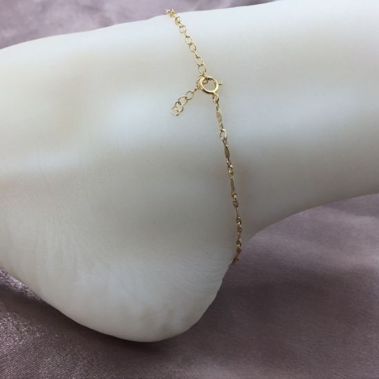 Wholesale 1/20 Gold Filled Finished Adjustable Chain Bracelet and Anklet- Dapped Bar Chain