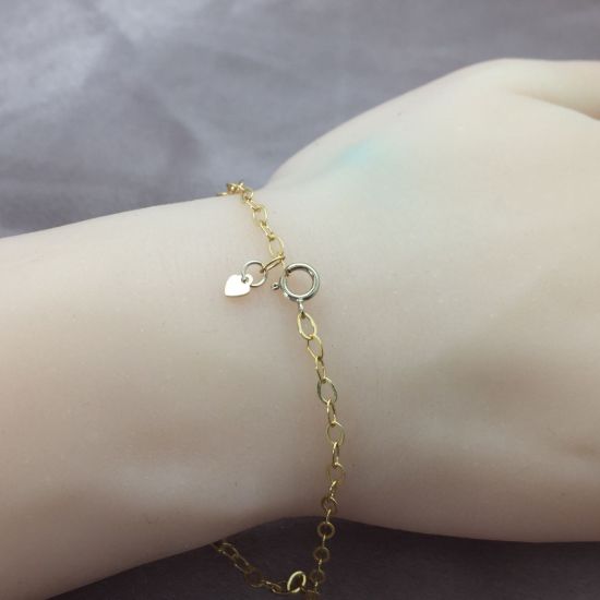 Wholesale 1/20 Gold Filled Finished Adjustable Chain Bracelet and Anklet- Flat Cable Chain With Heart 