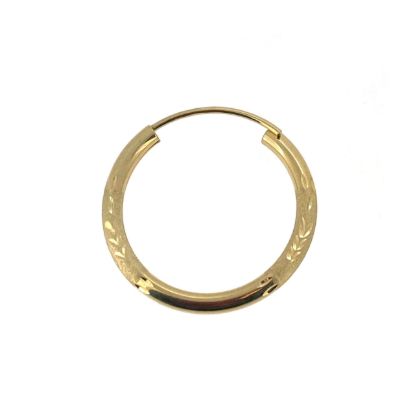 Wholesale 14K Solid Gold Textured Hoop Earrings  - Hollow Light Weight Endless Hoops  (Sold per pair)