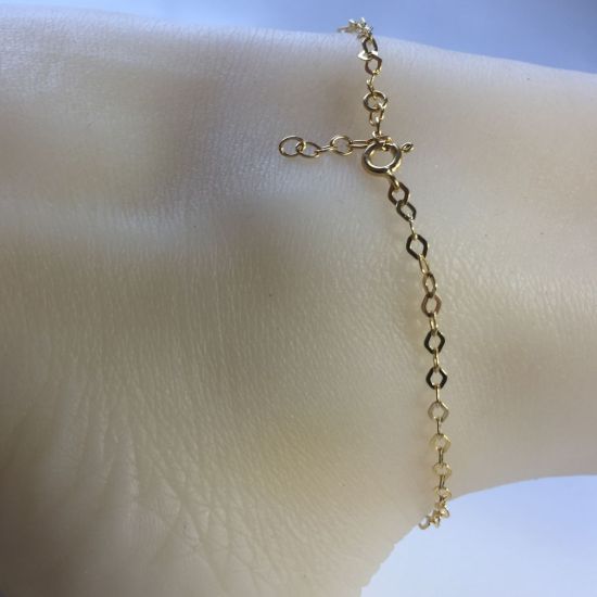 Wholesale Gold over Sterling Silver Finished Adjustable Chain Bracelet and Anklet with Extender - 3mm Diamond Shape Flat Chain