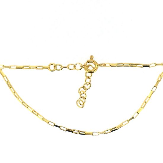 Wholesale Gold over Sterling Silver Finished Adjustable Chain Bracelet and Anklet with Extender - Small Long Box Chain