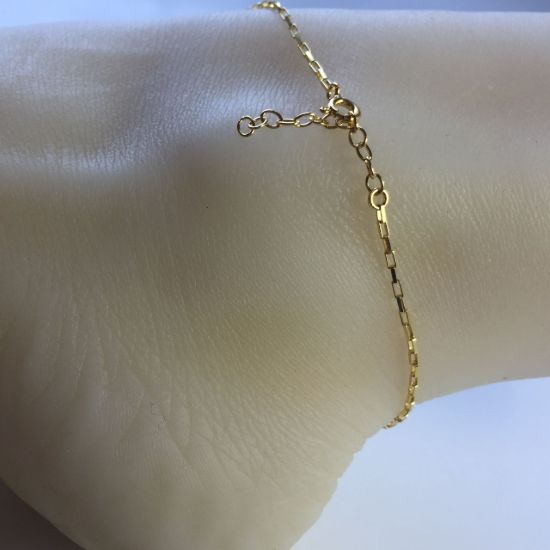 Wholesale Gold over Sterling Silver Finished Adjustable Chain Bracelet and Anklet with Extender - Small Long Box Chain