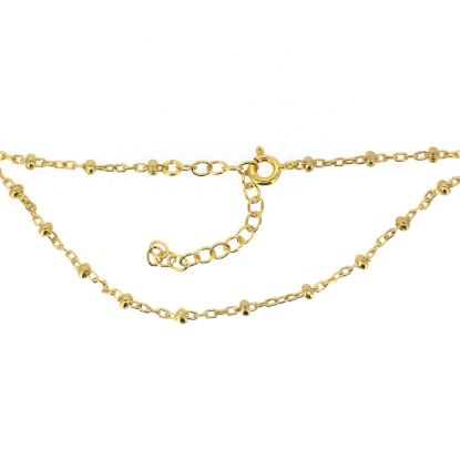 Wholesale Gold over Sterling Silver Finished Adjustable Chain Bracelet and Anklet with Extender - 2.5mm Ball Satellite Chain