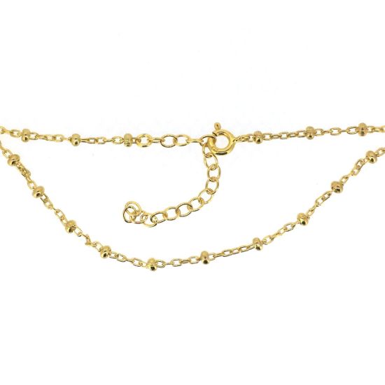 Wholesale Gold over Sterling Silver Finished Adjustable Chain Bracelet and Anklet with Extender - 2.5mm Ball Satellite Chain
